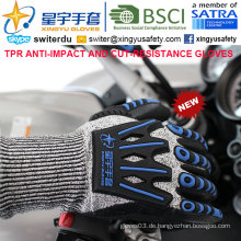 Cut-Resistance und Anti-Impact TPR Handschuhe, 15g Hppe Shell Cut-Level 3, Sandy Nitril Palm beschichtet, Anti-Impact TPR auf Back Mechanic Handschuhe